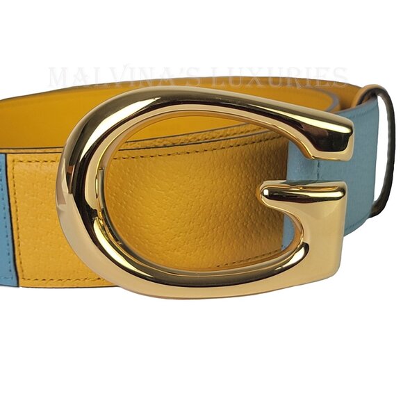GUCCI BELT 709954 G LOGO BUCKLE TWO TONE LEATHER NEW - Picture 9 of 14